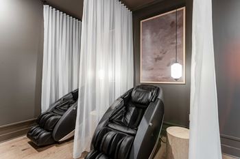 Recovery and relaxation lounge with massage chairs